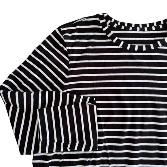 Lululemon Love Long-Sleeve Shirt Yachtie Stripe Black White Size 12 Cotton - Picture 3 of 5